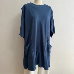 KN3504＊4L 大きいサイズ 重ね着風チュニック　半袖　ブルー系