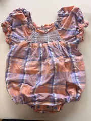 apres. les cours　アプレレクール　スモキング　刺繍　ロンパース　チェック柄