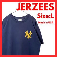 【USA製】90's　ジャージーズ　ヤンキース　Tシャツ　ネイビー　L