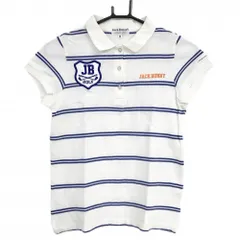 ジャックバニー 半袖ポロシャツ 白×ブルー ボーダー ロゴ刺しゅう レディース 0(S) ゴルフウェア Jack Bunny