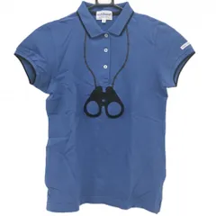 【美品】ジャックバニー 半袖ポロシャツ ブルー×黒 双眼鏡 レディース 1(M) ゴルフウェア Jack Bunny