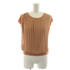 アナイ ANAYI シャツ ブラウス ノースリーブ 38 オレンジ シフォン切り替え プリーツ /RR