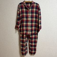 KN3507＊4L 大きいサイズ 中古200%ふんわりあったか 起毛パジャマ チェック柄 長袖パジャマ