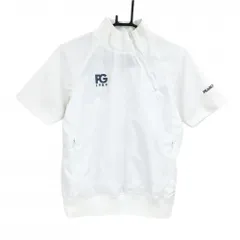 パーリーゲイツ 半袖ブルゾン 白 肩ジップ 裏地メッシュ 後ビッグプリント レディース M ゴルフウェア PEARLY GATES