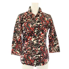 アニエスベー agnes b. シャツ ブラウス 七分袖 総柄 36 黒 赤 /TK