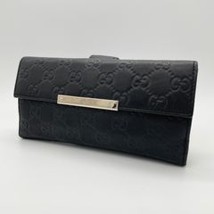 GUCCI グッチ 長財布 GGエンボス レザー 黒 ロゴプレート 二つ折り