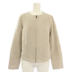 N.Natural Beauty Basic N.ナチュラルビューティーベーシック ノーカラージャケット フェイクスエード ジップアップ M グレージュ /TK