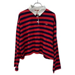 Levi's 長袖 ポロシャツ XL レッド ネイビー リーバイス ハーフボタン ワンポイント刺繍 ラガーシャツ ボーダー柄 春物 a803-6386