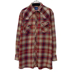 90s～ Wrangler 長袖 チェックシャツ 3XT レッド マルチカラー ラングラー スナップボタン ～90年代 ネルシャツ カジュアル 秋物 a803-6395