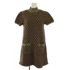 ザラ ZARA ワンピース 半袖 ミニ丈 総柄 ウール M カーキ 茶 /BM