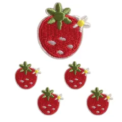 【人気商品】イチゴB アップリケ 小さめ 5枚セット フルーツ カラフル 果物 刺繍 おしゃれ かわいい アイロン 入園 入学準備 ワッペン NYANDELMO ND-0196-R02-strawberry-B