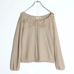 インゲボルグ★アンゴラ混であったかい♪お花モチーフ ニットトップス 大きいサイズL ピンクベージュ z18942