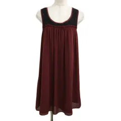 N.Natural Beauty Basic N.ナチュラルビューティーベーシック ワンピース フレア ミニ ナイロン レース ギャザー フリル 無地 ノースリーブ M 赤 黒 レッド ブラック