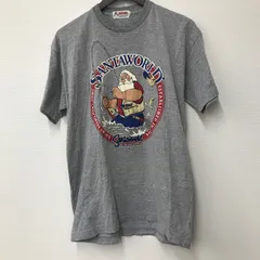 N3009 SANTAWORLD サンタワールド Tシャツ 半袖 Lサイズ グレー メンズ 綿100％ 日本製 プリント 春夏 古着 デザイン カジュアルのサムネイル