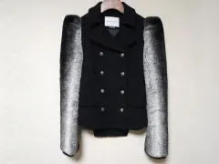 ハウアンドワット ファー装飾 ラブリー アシンメトリー ウールアルパカ ショートジャケット レディース S