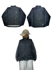 asics(アシックス) 黒 ロゴ サイド ライン ウインドブレーカー ジャケット L