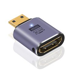 【新着商品】Mini HDMI to HDMI変換アダプタ 8K、48Gbps HDMI Mini-HDMI変換アダプタ、2.1 Poyiccot 規格 ミニ hdmiオス-メス変換 延長アダプタ 対応3D 8K@60hz 4K 2160P 1080Pなどに1