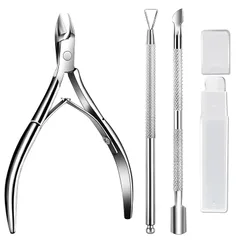 【新品】 ネイルケアセット キューティクルニッパー キューティクルプッシャー ジェルネイルプッシャー ガラス製爪磨き 甘皮切り 甘皮処理 ジェルネイル オフ キット 4 点 0