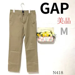美品 ★GAP ギャップ★ L相当 メンズ パンツ チノパン ベージュ 綿100% コットン 平織 右サイドポケット ワーク カジュアル 綺麗め まちぶら 旅行 定番 シンプル ベーシック 人気 春 夏 秋 ボトムス ズボン 82cm