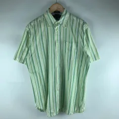 Tommy Hilfiger(トミーヒルフィガー) 緑 ストライプ 半袖 シャツ S 250920