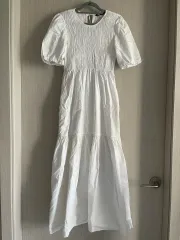 Zara ZARA(ザラ) 白 シャーリング ロング ワンピース パフスリーブ