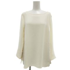 ドゥクラッセ DoCLASSE シフォンブラウス シャツ 13 長袖 切替デザイン ボートネック 白 ホワイト /NU ■ECF003