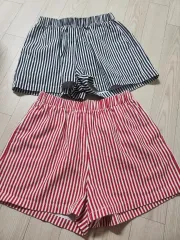 ストライプ 半ズボン (黒/赤)