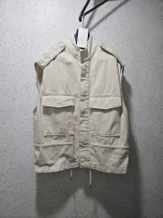 S-M) ザラ ベージュ コットン カーゴ ベスト 0840 444