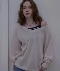 (未使用 新品) ヘイント vera リネン Vネック ニット (レッド)