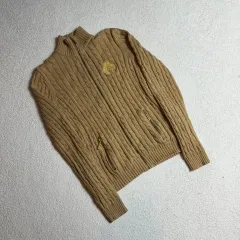 ポロラルフローレン ライトブラウン ケーブルニット ジップアップ