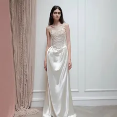 【送料込み】抹胸 軽めウエディングドレス 上品 パール刺繍 重厚感 エレガント Aラインディドレス 花嫁 前撮り 迎賓 二次会 結婚式 上品 即購入可 最大XXXL サテン素材 レディース 新生活 大人気