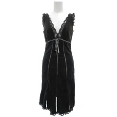 レベッカテイラー rebecca taylor ワンピース ひざ丈 2 茶 ブラウン ドット柄 Vネック ノースリーブ /NL ■ECG003