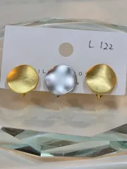 ゴールド/シルバー メタル 丸形 口に出さない イヤリング