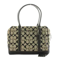 コーチ COACH シグネチャー トートバッグ ショルダーバッグ 総柄 キャンバス レザー ベージュ 黒 ブラック 6097 /AN3
