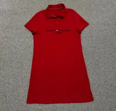 M Tommy Hilfiger(トミーヒルフィガー) 赤 半袖 カラー ワンピース