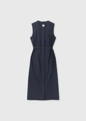 시에 クラシック コットン ベルト付き ドレス シエ ONE PIECE ゲストルック デートコーデ ノースリーブ