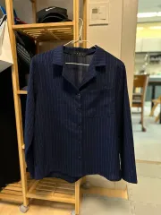 レディース シャツ ストライプ ネイビー ネイビー ボーダー柄 スーツ ブラウス