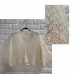 アイボリー ニット クロップドカーディガン