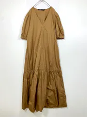 ZARA ザラ 8939/210/730 コットン Ｖネック ティアードギャザーロング ワンピース sizeS/茶  ■◆レディース