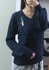 新品) POLO RALPH LAUREN ポロラルフローレン ケーブル ニット ネイビー Vネック