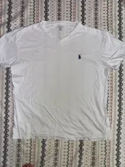 ポロ ラルフローレン 白 Vネック Tシャツ M