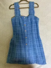 ZARA(ザラ) ツイード ミニ ワンピース 青