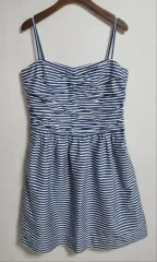 XS ( 44 ) POLO RALPH LAUREN(ポロラルフローレン) 青 ストライプ 紐 ワンピース