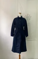 ユニクロ コットン Aライン シャツワンピース