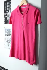 W ( L ) Tommy Hilfiger(トミーヒルフィガー) 半袖 カラー Tシャツ ピンク オールドスクール- 14244