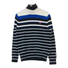 サイズ：4 PEARLY GATES パーリーゲイツ  タートルネック ニットセーター ボーダー柄 ブラック系 [240101651343] ゴルフウェア メンズ ストスト