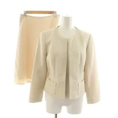 エムズグレイシー M'S GRACY セットアップ ノーカラージャケット フレアスカート ひざ丈 38 アイボリー /RR