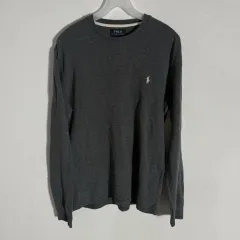 ポロラルフローレン ワッフル 長袖Tシャツ グレー S