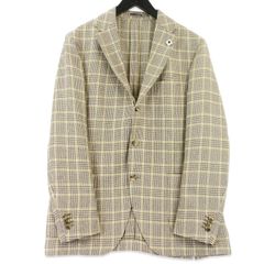 <美品>LARDINI 新ロゴ ブラウン コットン ジャケット サイズ52 ラルディーニ / LARDINI / ニット ジャケット / 細身型 / コットン