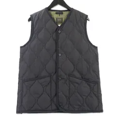 TAION タイオン キルティング ダウンベスト 001B2ML-1 ミリタリー Vネックボタン  ブラック 黒 M  99000559